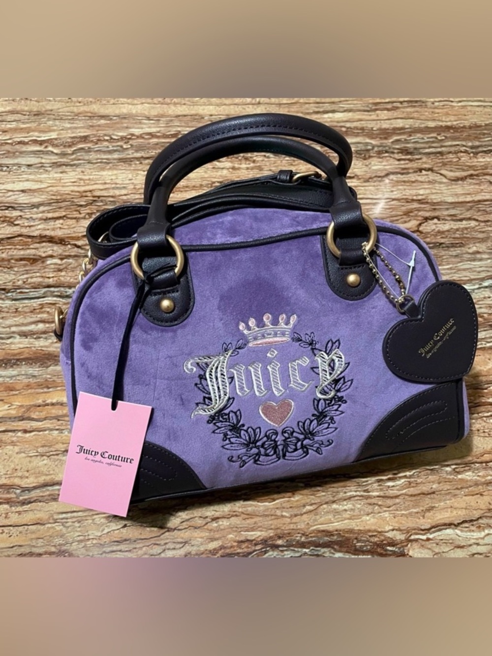 NEW! NWT JUICY COUTURE Heritage bowler Bag Purple Lavender